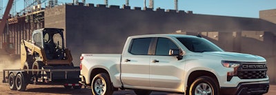 2024 chevy silverado WT 4x4 towing skid steer construction site