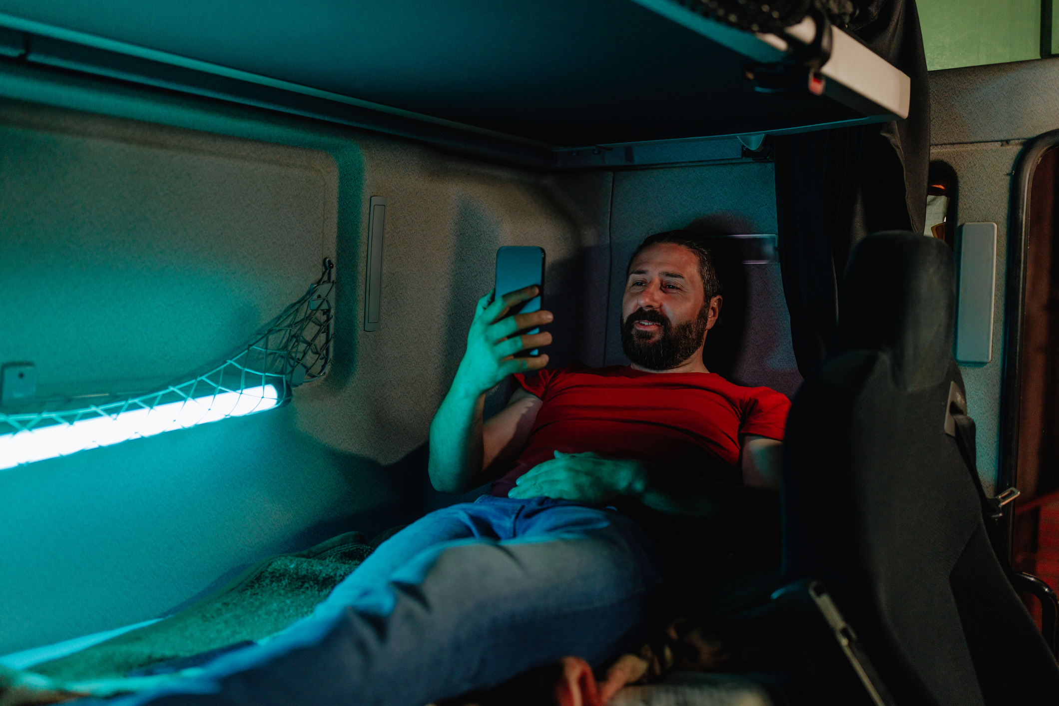 Truck driver in sleeper