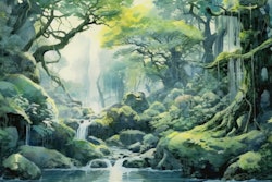 jungle stream and trees