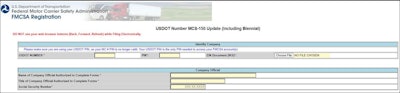 FMCSA shared this image of the problem module on the web page the email linked to, crafted to look official.