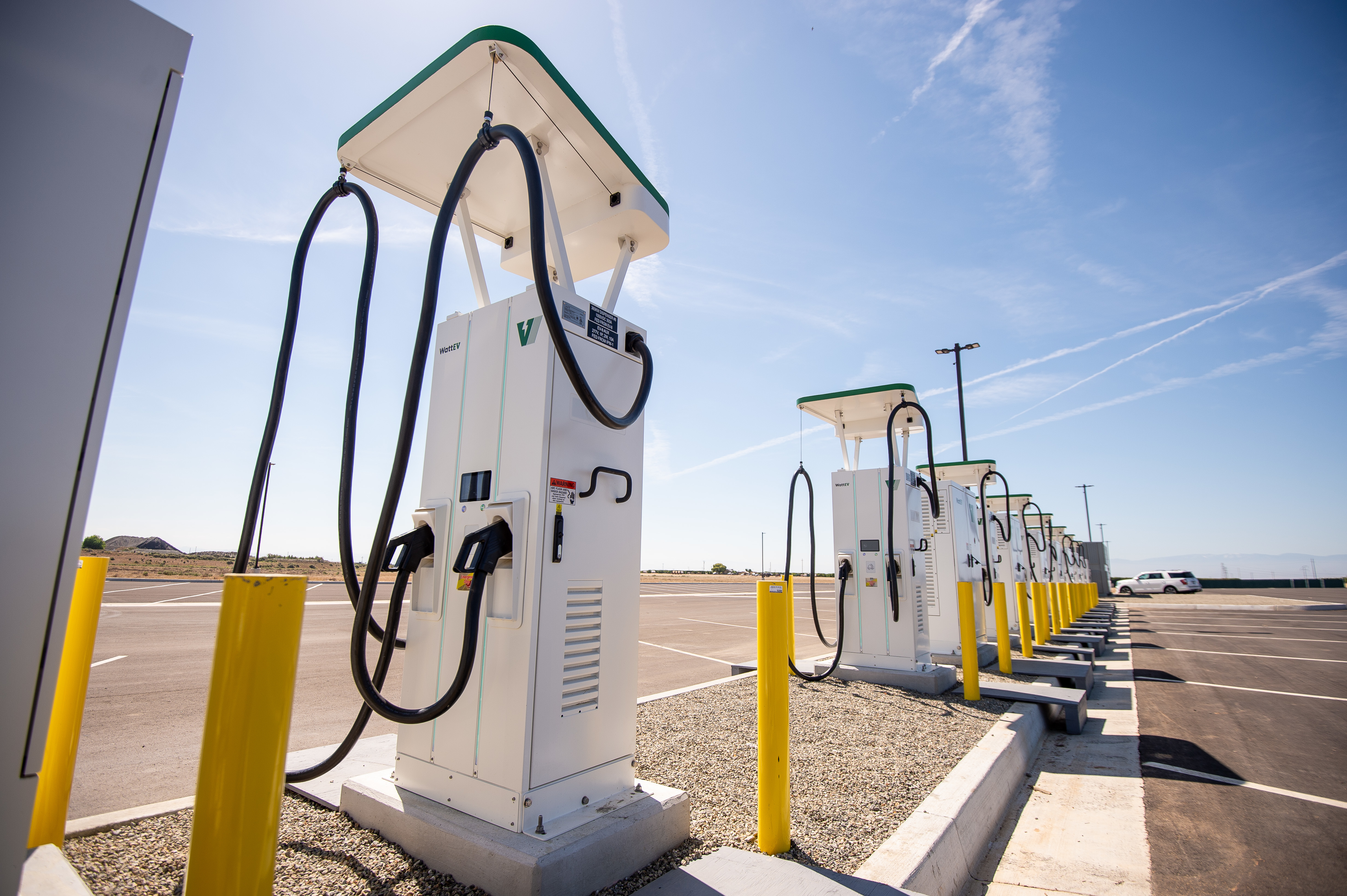 A WattEV Bakersfield, California charging station.