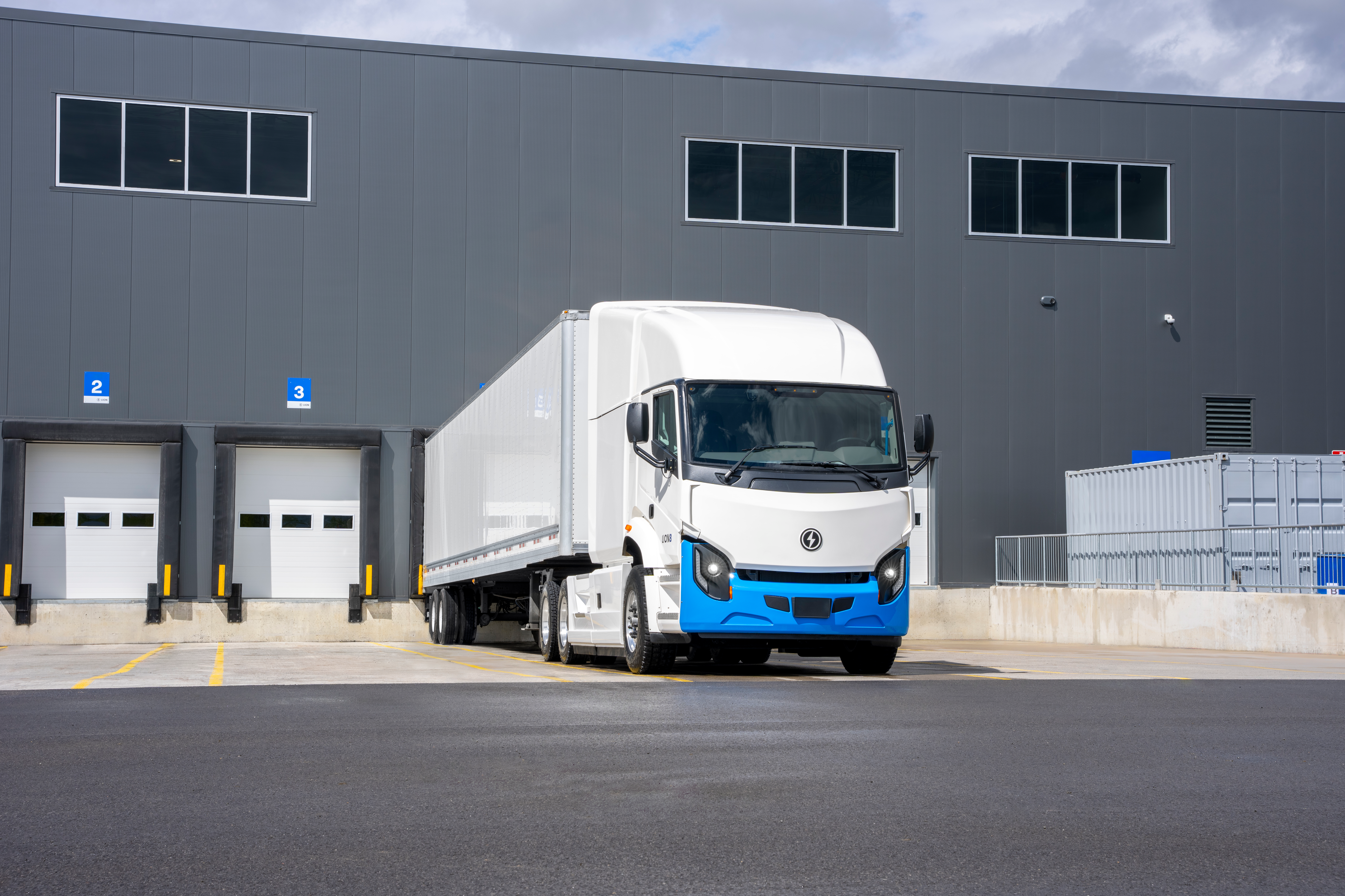 Lion8 electric truck at a shipping facility