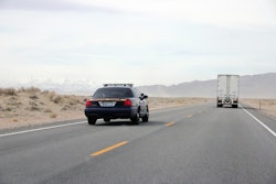 police car and semi truck