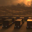 Electric trucks at a charging station