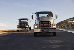 Mack MD electric trucks on the track