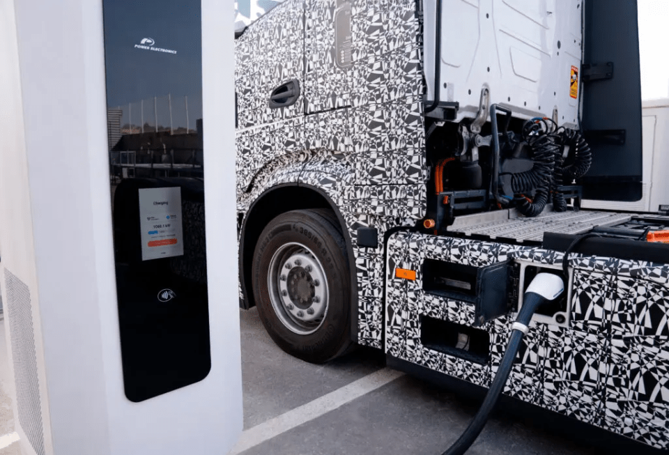 Milence Megawatt Charging system plugged in