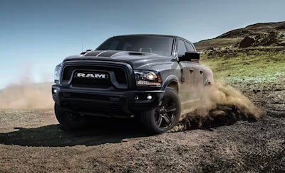 action shot of ram 1500 classic off roading