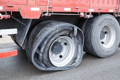 Trailer with a flat tire