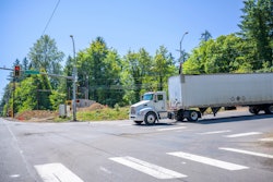 Truck waiting at red light