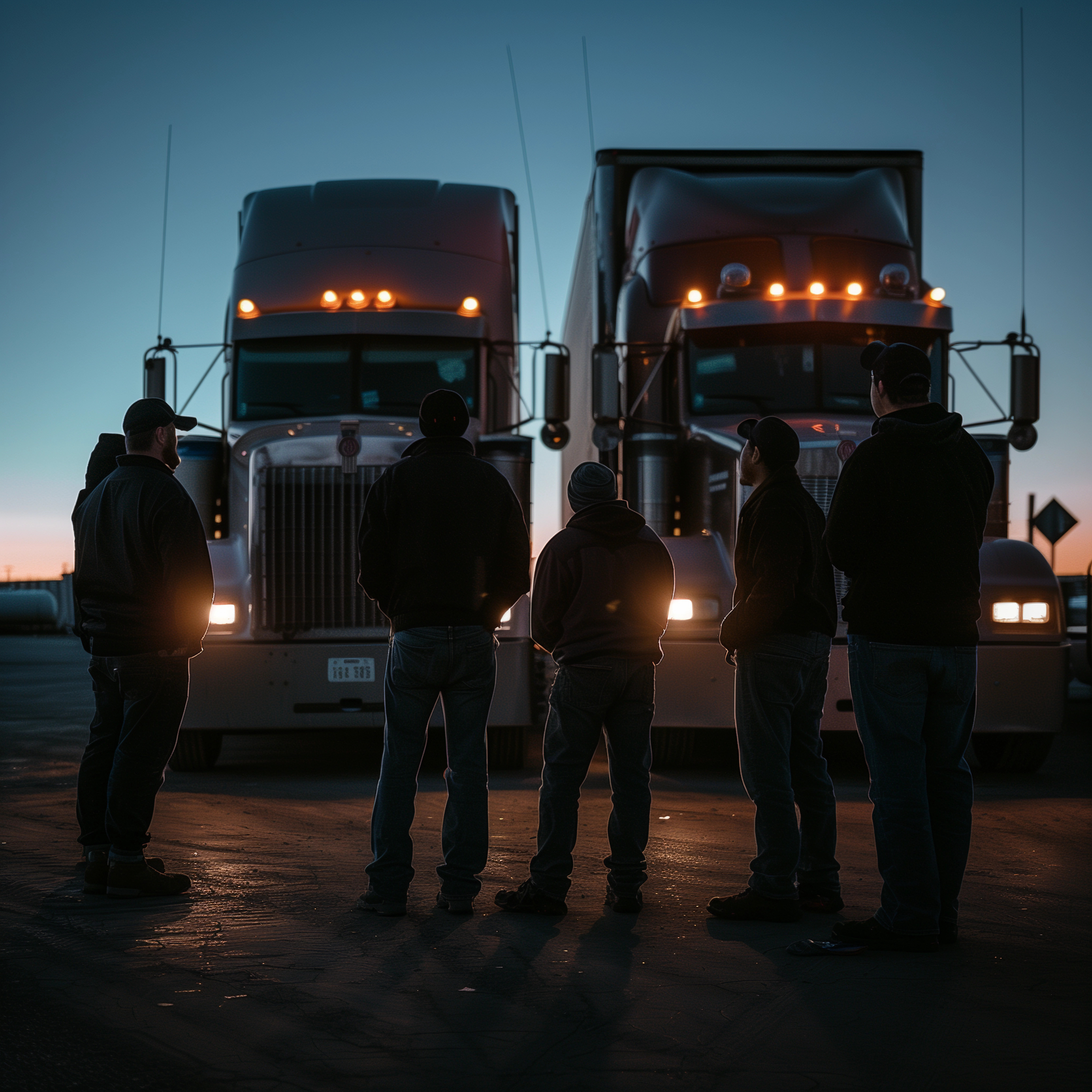 truck drivers' silhouette