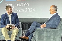 David Carson, senior vice president of sales & marketing at Daimler Truck North America (right) at the FTR Transportation Conference 2024