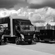 Bollinger B4 chassis cabs parked