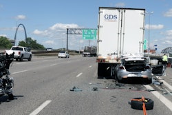 car crashed into semi trailer