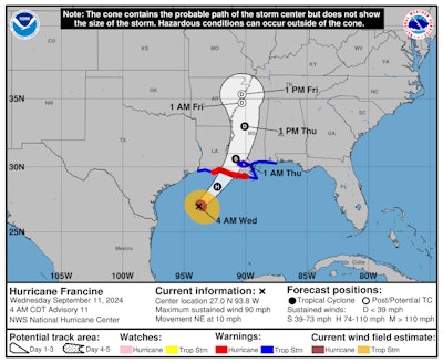 NHC Hurricane Francine track