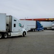 semi trucks getting fuel