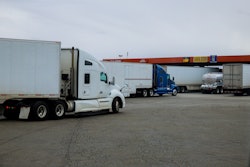 semi trucks getting fuel