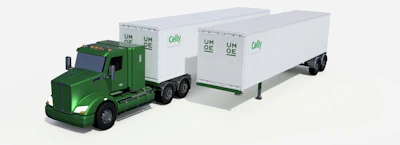 A truck and two trailers