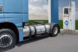 Semi trucking filling up with CNG
