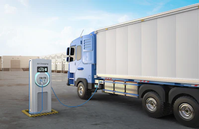 battery-electric semi truck charging