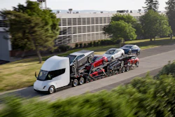 Tesla Semi hauling Cybertruck