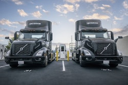 Electric trucks at charger