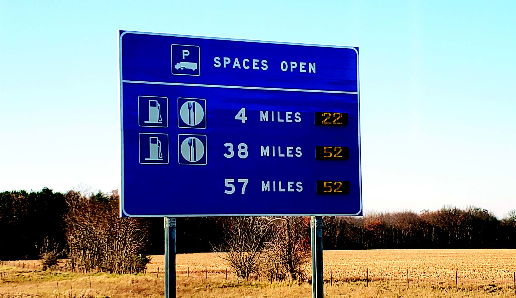 truck parking on highway sign