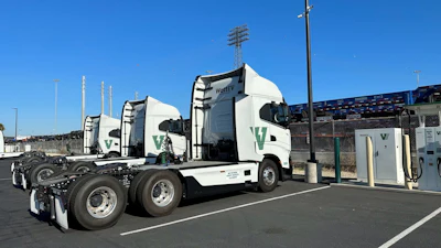 Trucks charging at WattEV depot