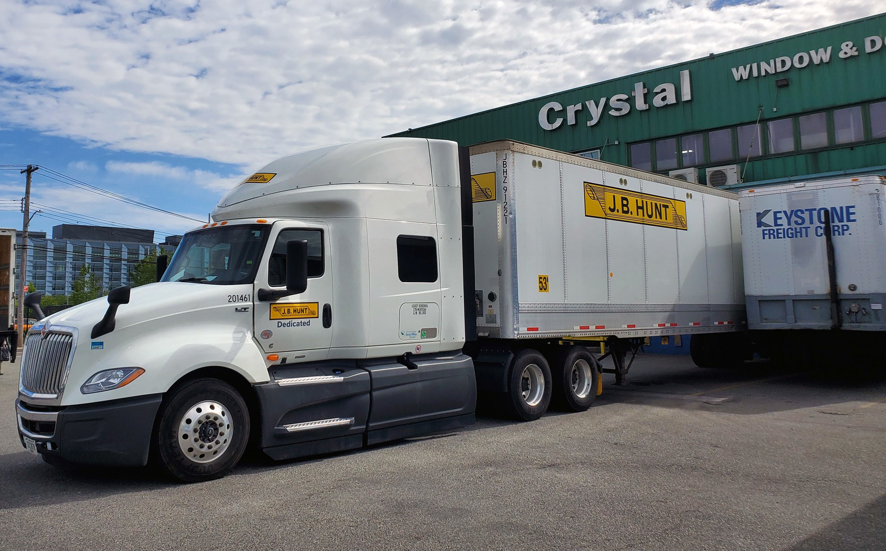 J.B. Hunt tractor at the dock
