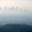 Los Angeles buildings in Southern California covered by smog.