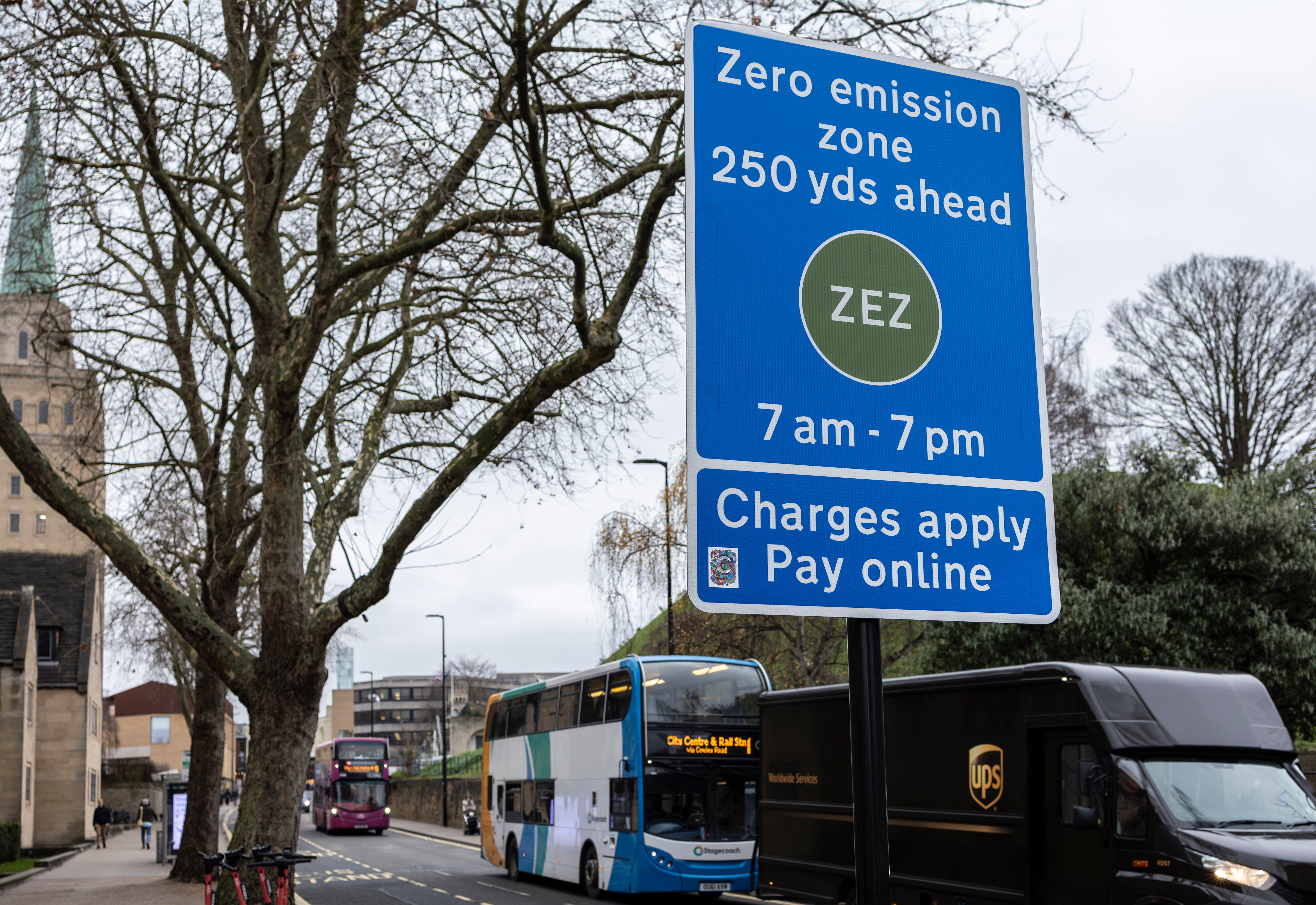 Zero Emissions ahead sign