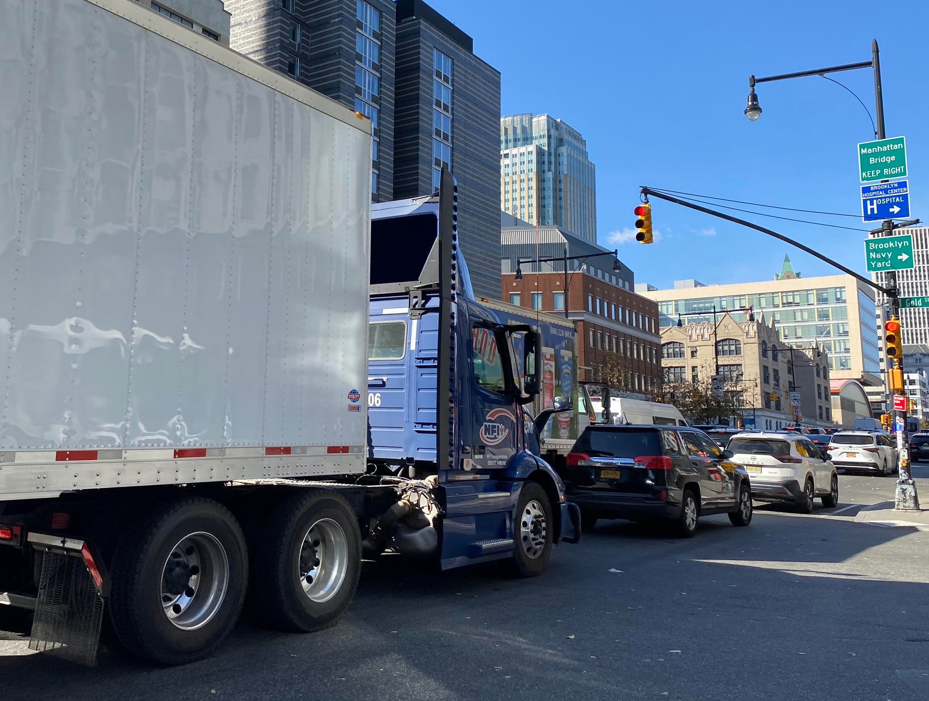 Truck in traffic in NYC