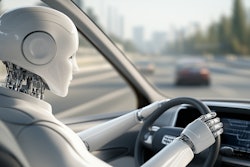 robot driving a car