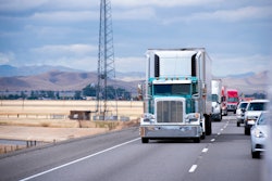 semi truck in traffic