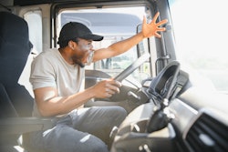 angry and stressed truck driver