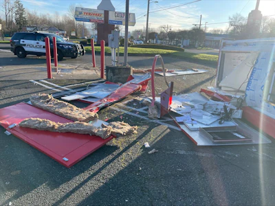 remains of ATM kiosk destroyed in ATM theft in Puyallup Washington