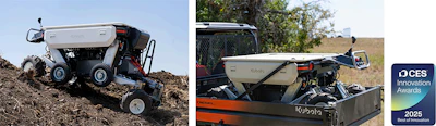 dual images kubota katr all terrain robot on dirt hill and RTV bed
