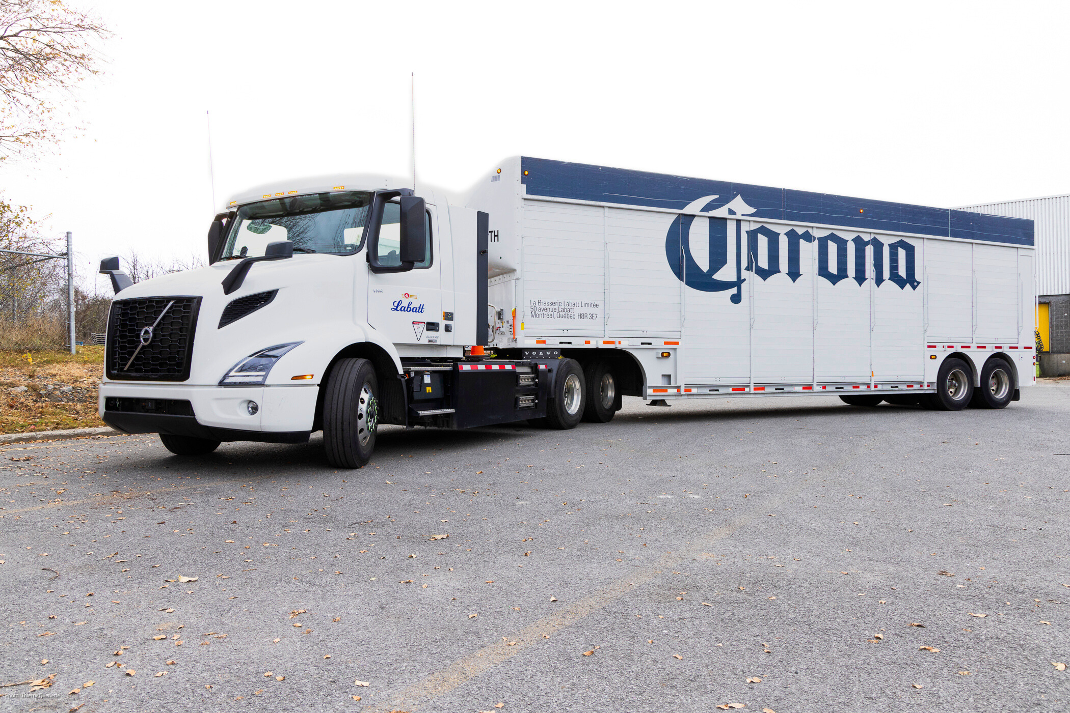 Labatt's Volvo VNR Electric parked