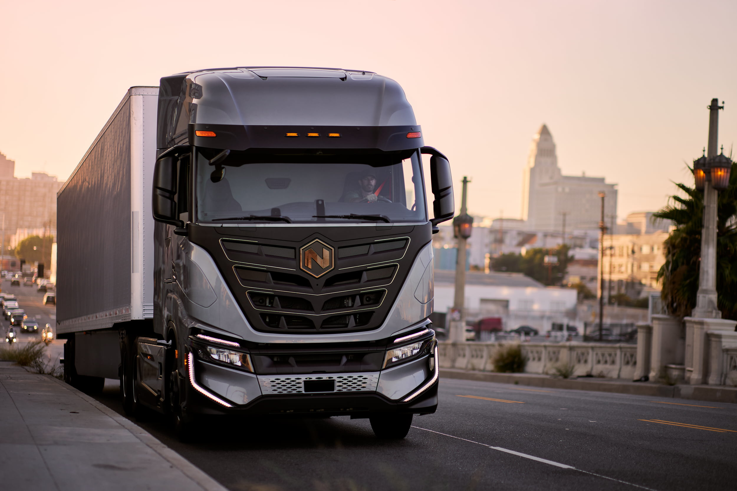 Nikola BEV semi on main road