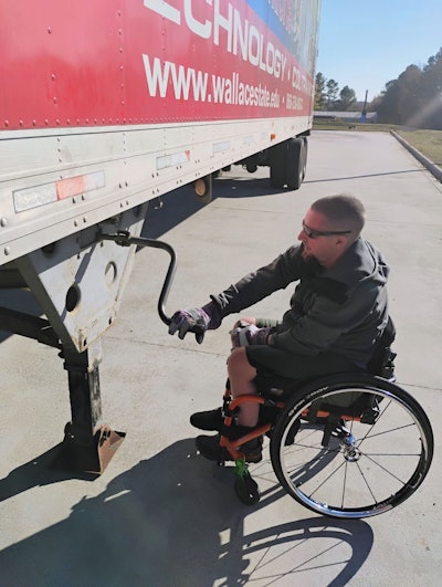 Doug Teal cranking on landing gear