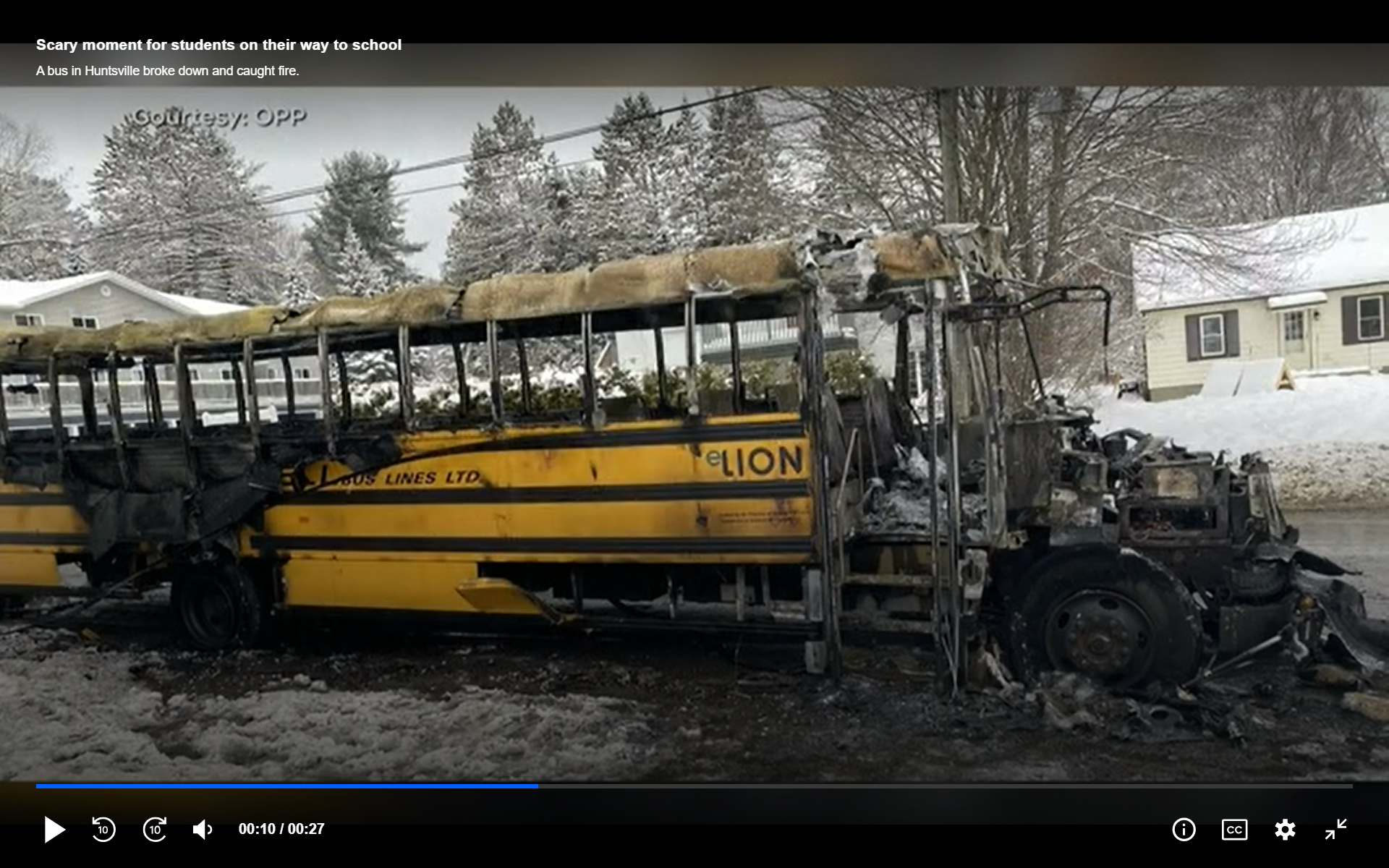 Fire-damaged Lion Electric EV school bus