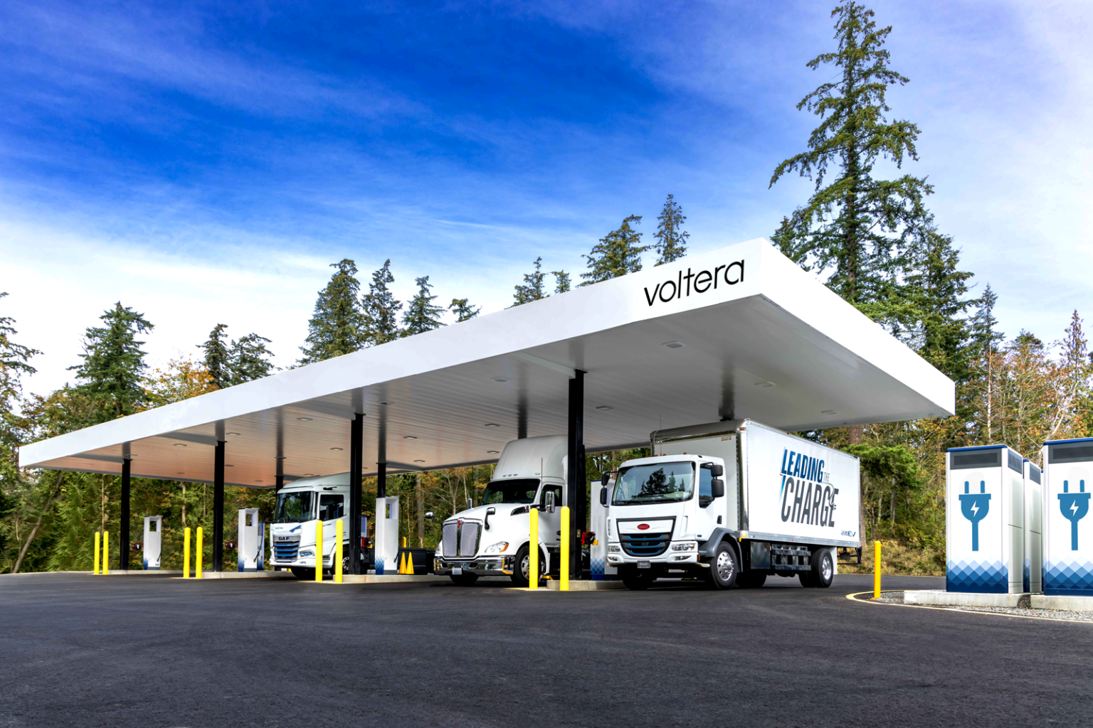 Trucks charging at Voltera station