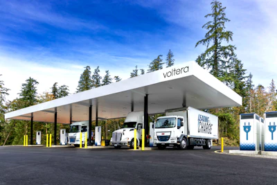 Trucks charging at Voltera station