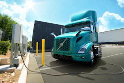 Volvo VNR at charging port