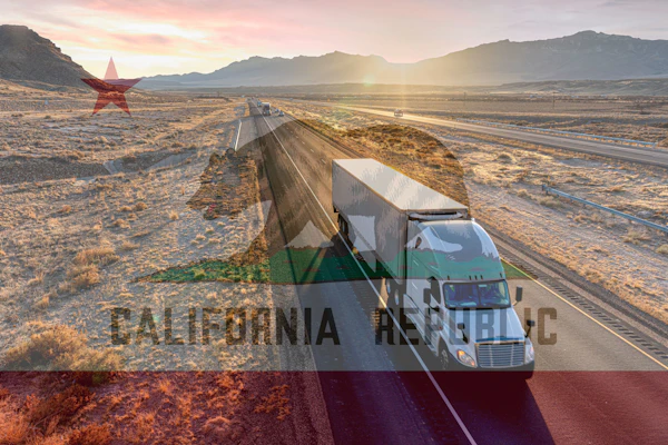 california flag and a truck