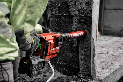 Hilti DD 150-U-22 Cordless Core Drill drilling in concrete wall