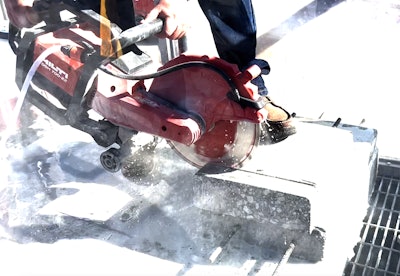 Hilti DSS-700-22 cutoff saw cutting concrete