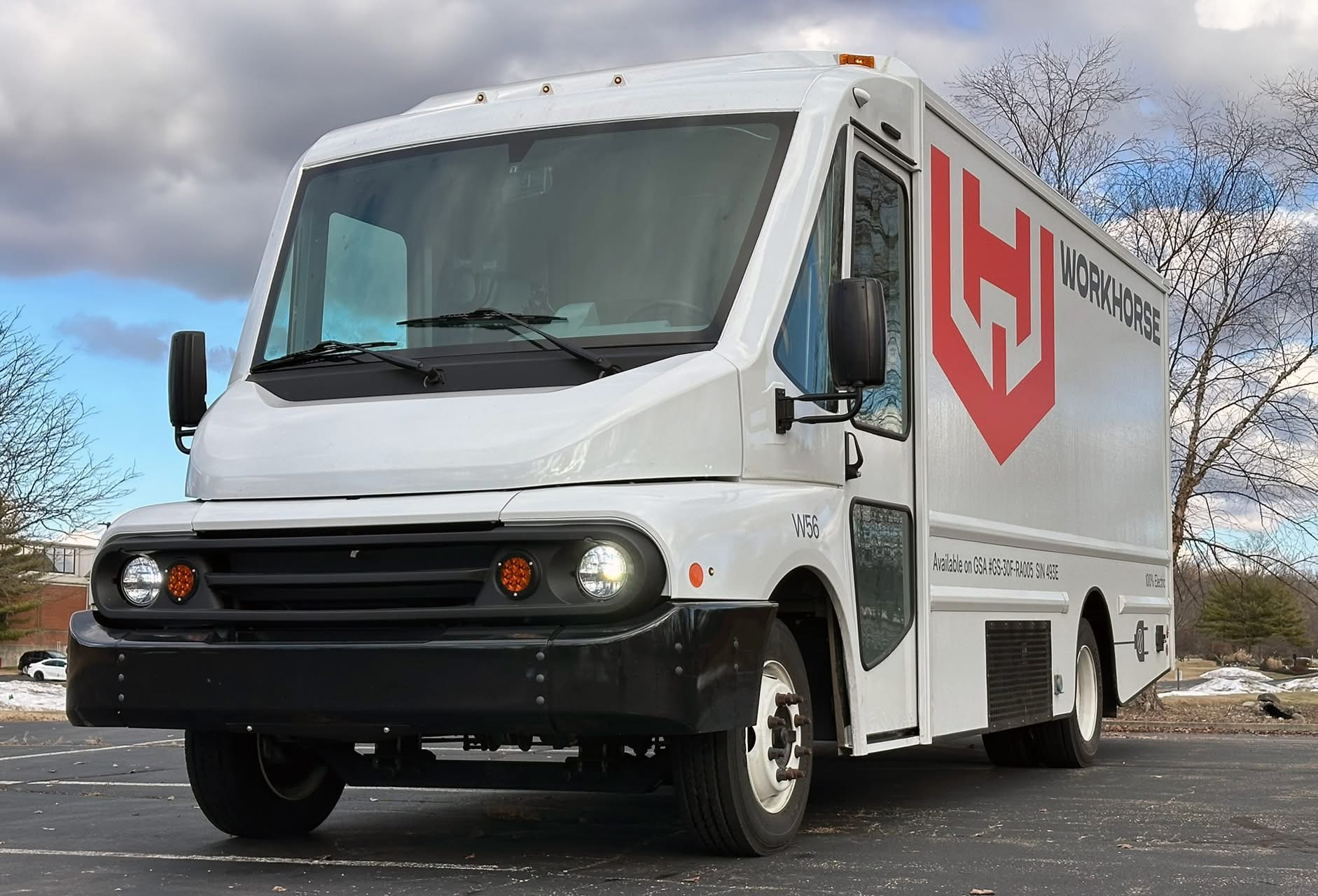 Workhorse W56 EV step van parked