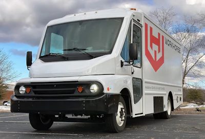 Workhorse W56 EV step van parked