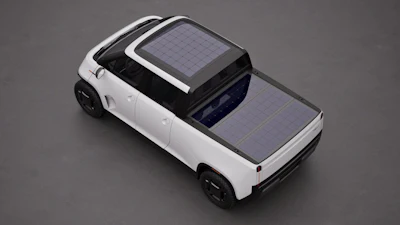 TELO Aptera Solar MT1 pickup truck with solar panels on roof and bed