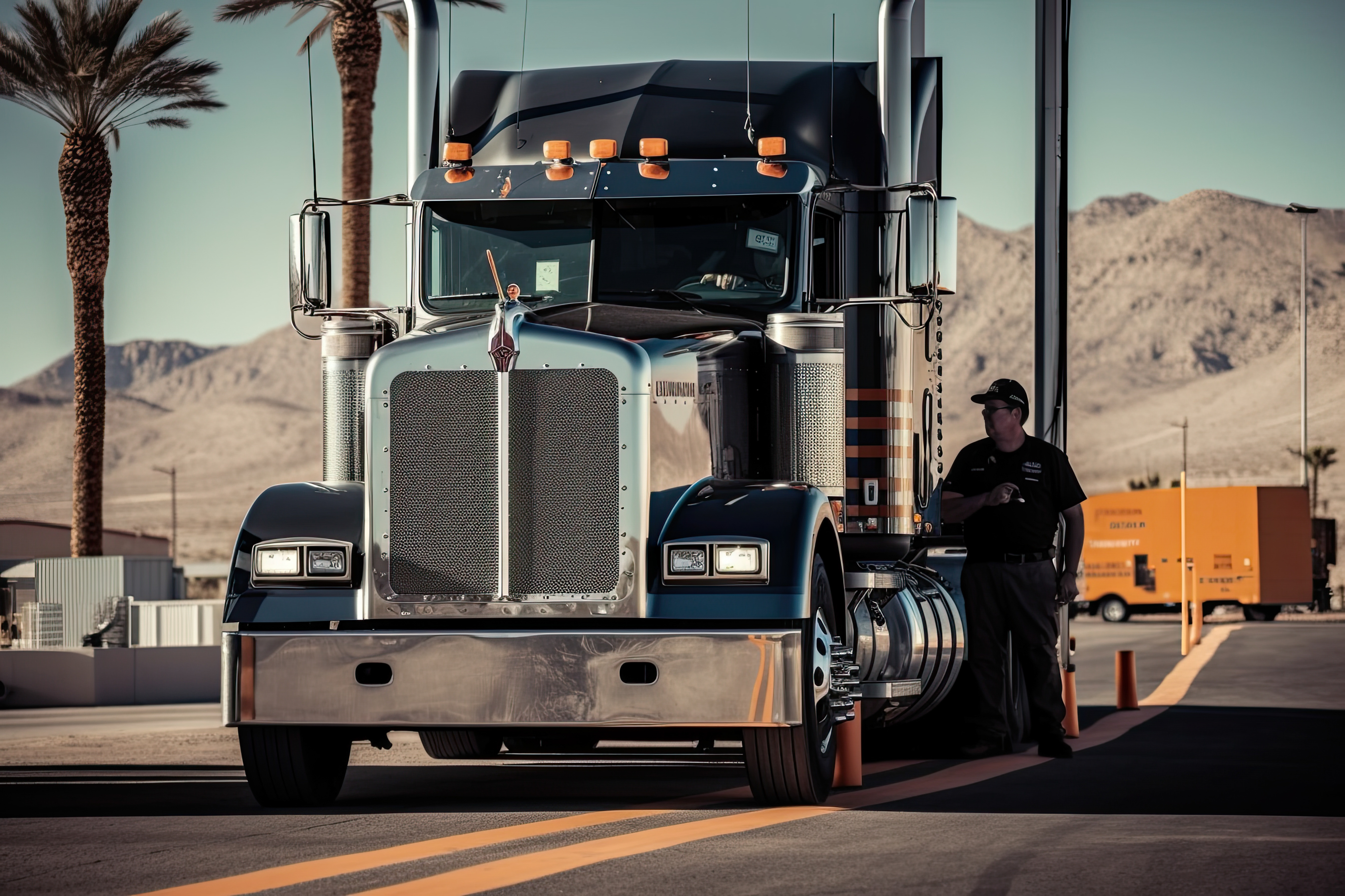 officer inspecting a truck